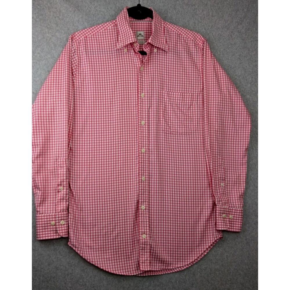 Peter Millar Mens Button Down Small Nanoluxe Easy Care Pink White Check Gingham